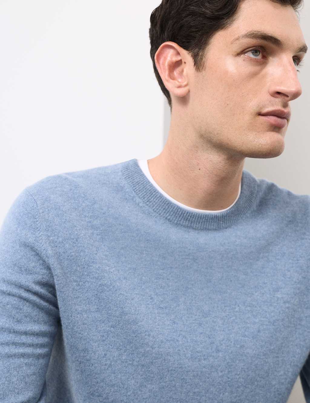 Autograph Pure Cashmere Crew Neck Jumper Smokey Blue