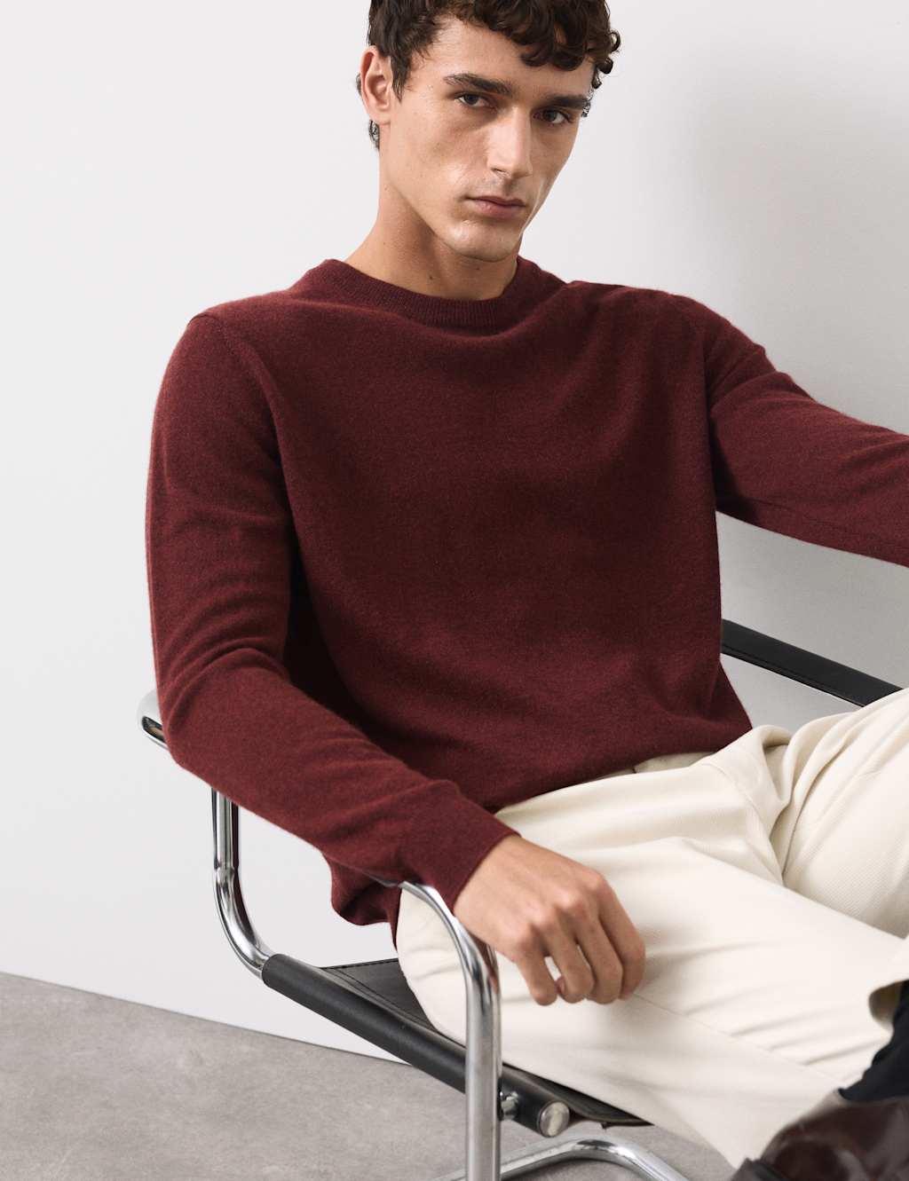 Autograph Pure Cashmere Crew Neck Jumper Burgundy