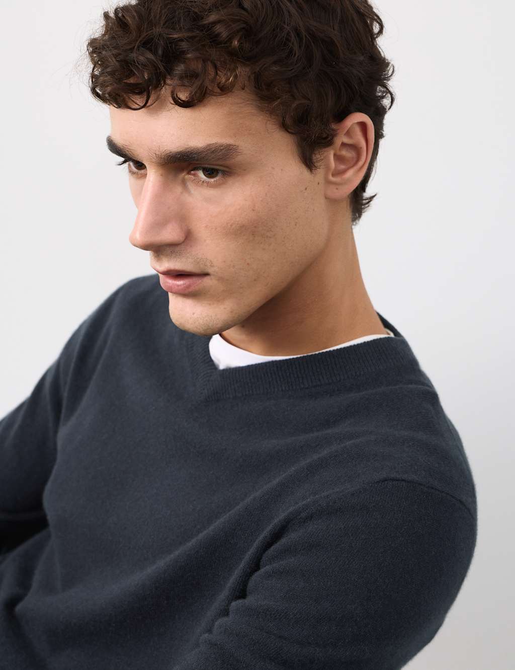 Autograph Pure Cashmere V-Neck Jumper Dark Navy