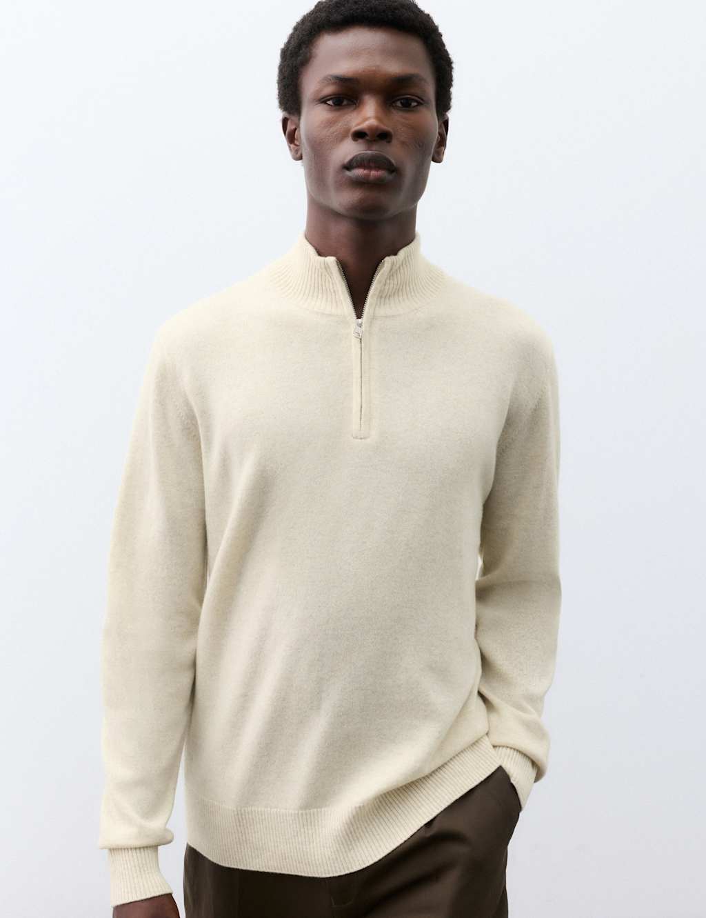 Autograph Men's Pure Cashmere Half Zip Jumper - L - Neutral