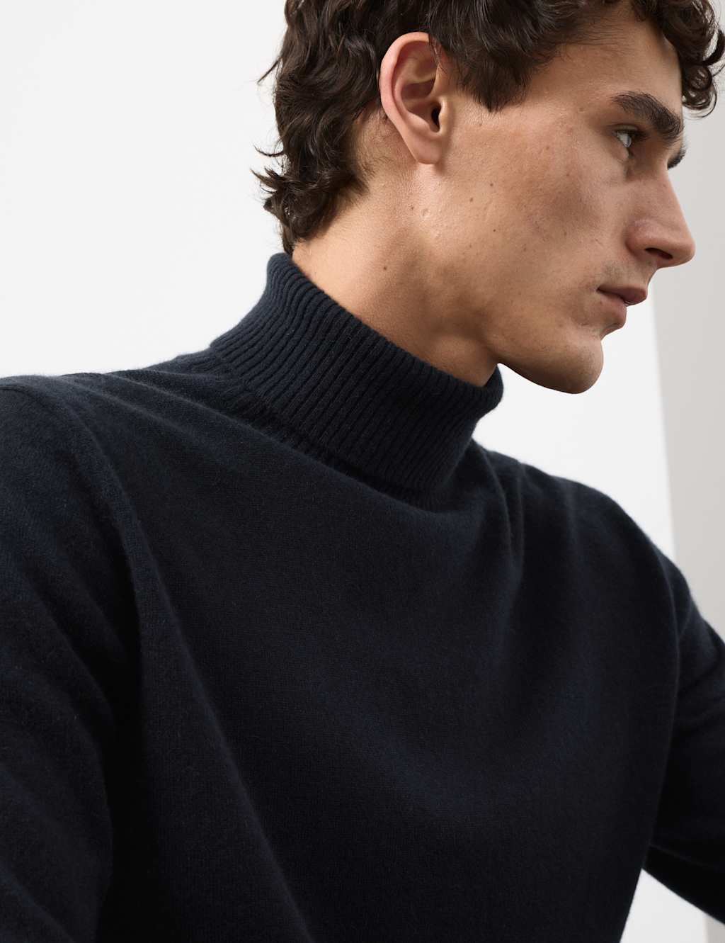 Autograph Pure Cashmere Roll Neck Jumper Dark Navy