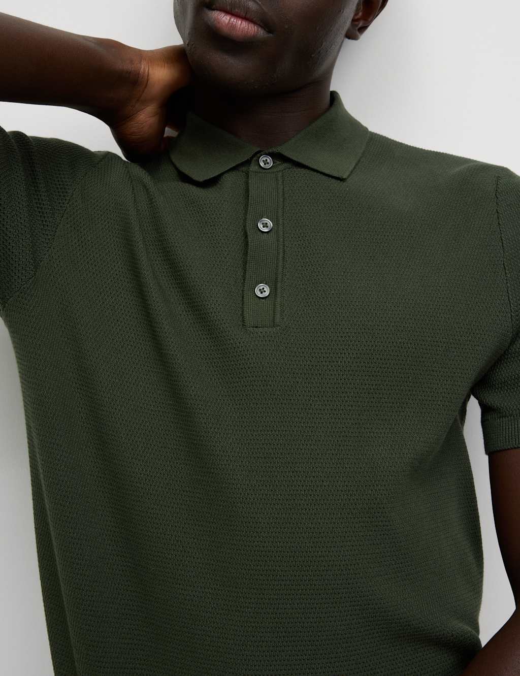 Cotton Rich Textured Knitted Polo Shirt
