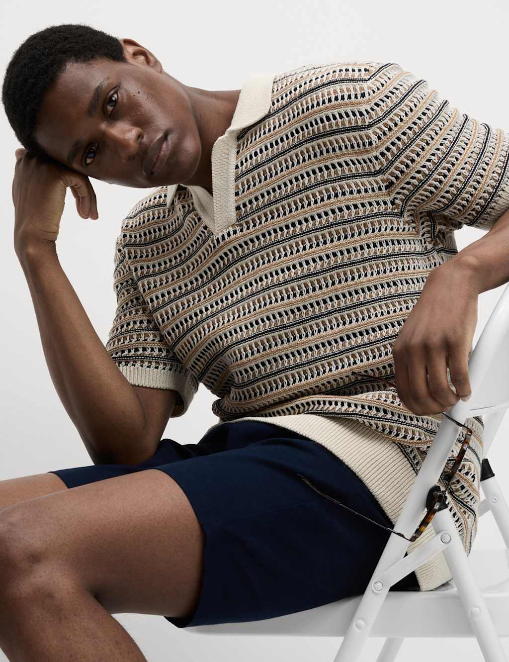 Cotton Blend Knitted Polo Shirt