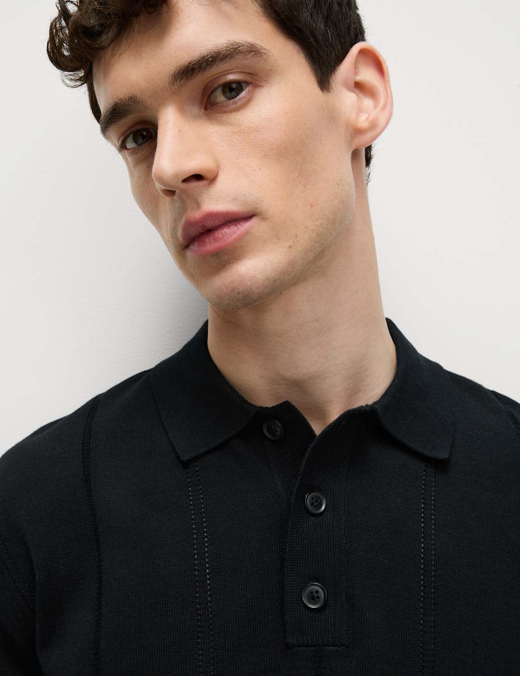 Pure Cotton Textured Knitted Polo Shirt