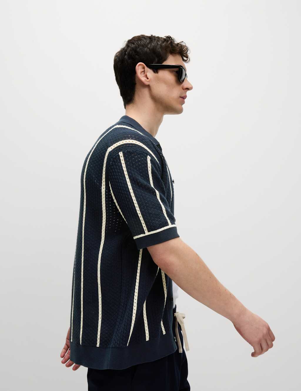 Pure Cotton Striped Knitted Polo Shirt