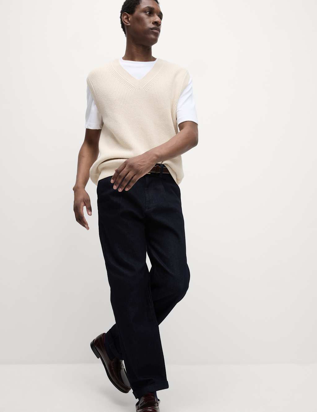Pure Cotton Ribbed Knitted Vest