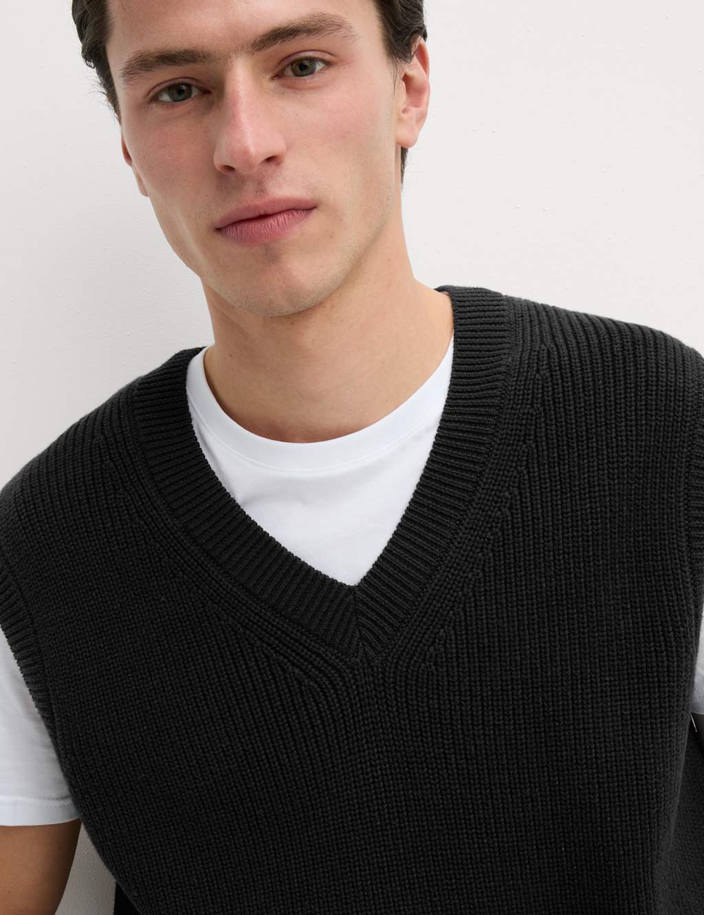 Pure Cotton Ribbed Knitted Vest