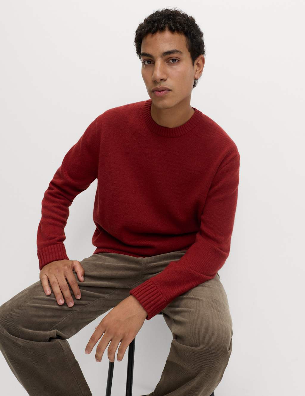 M&S Lambswool Blend Chunky Crew Neck Jumper Paprika