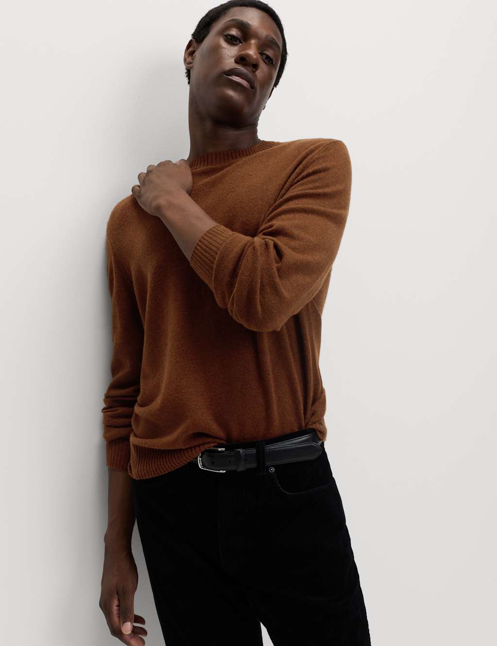 M&S Collection Men's Pure Lambswool Crew Neck Jumper - LREG - Redwood, Ecru,Pale Green,Mushroom,Wine,Redwood,Dark Charcoal,Light Blue