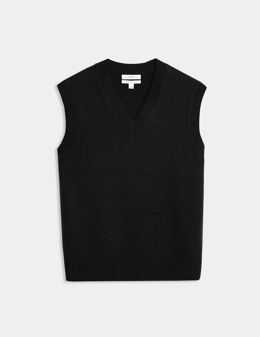M&S Men's Lambswool Blend V-Neck Knitted Vest - XS - Black