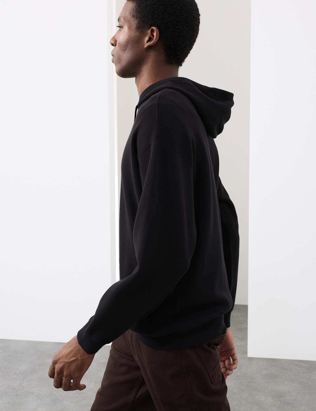 Autograph Milano Stitch Knitted Hoodie Black
