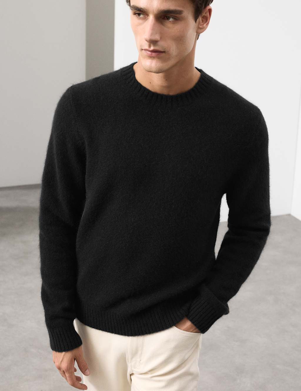 Autograph Merino Mohair Blend Relaxed Crew Jumper Black