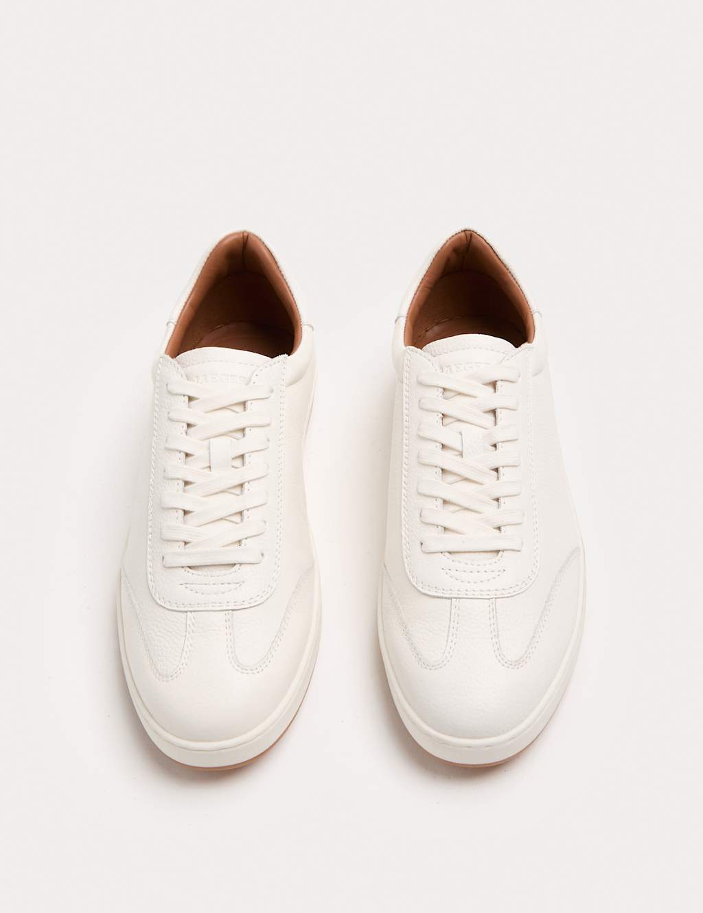 Jaeger Men's Leather Lace up Trainers - 11 - White - By M&S
