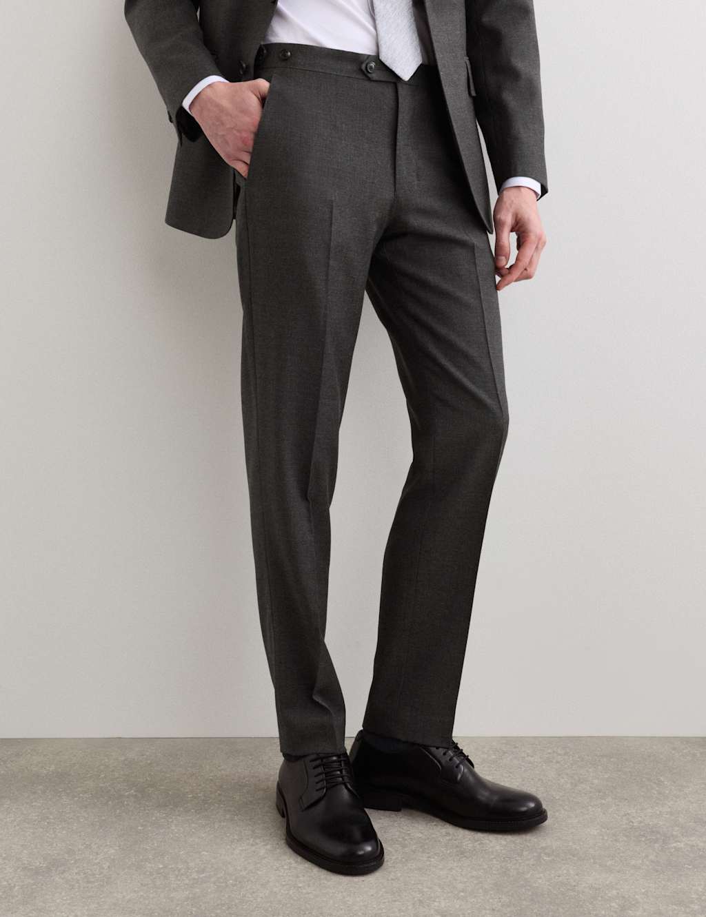 Jaeger Men's Tailored Fit Pure Wool Twill Suit Trousers - 30 - Charcoal - By M&S