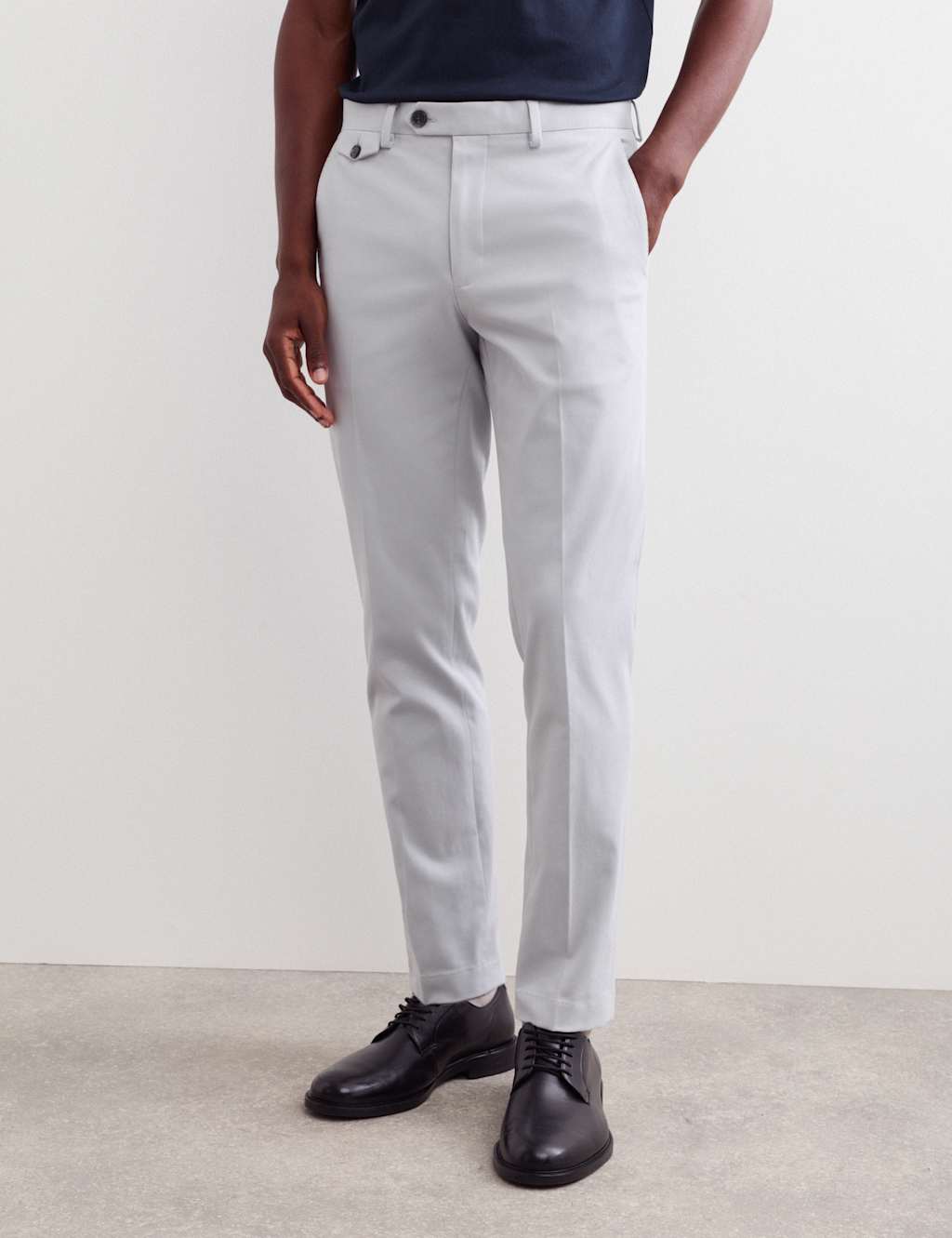 Jaeger Men's Slim Fit Italian Cotton Chinos - 32 - Grey - By M&S