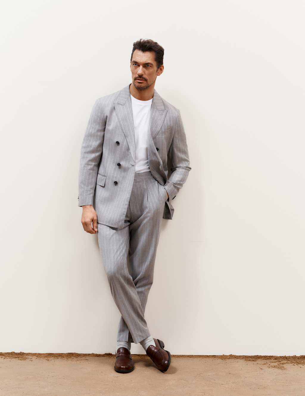 Jaeger Men's Tailored Fit Italian Wool Suit Trouser with Cashmere - 42 - Grey - By M&S