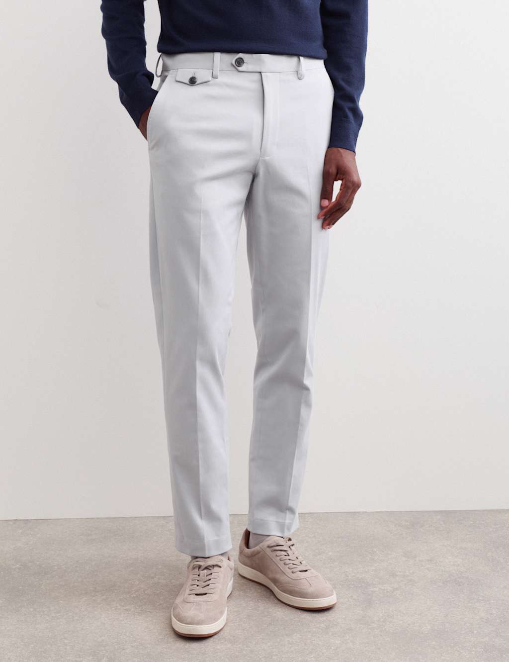 Jaeger Men's Tailored Fit Italian Cotton Chinos - 32 - Grey - By M&S