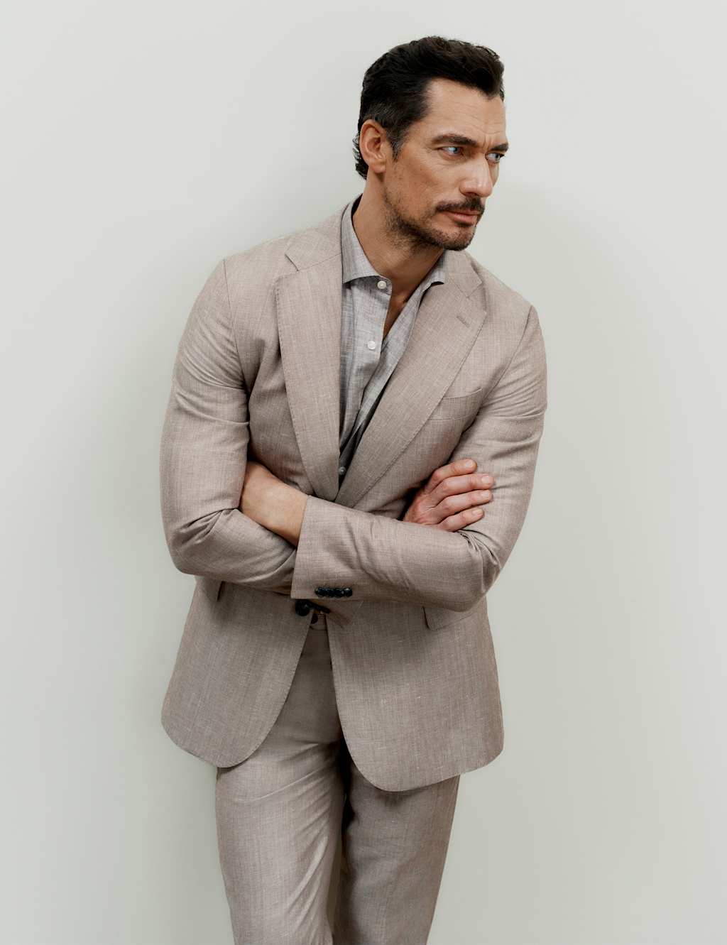 Jaeger Men's Tailored Fit Italian Wool Linen Blend Suit Jacket - 36 - Light Brown - By M&S