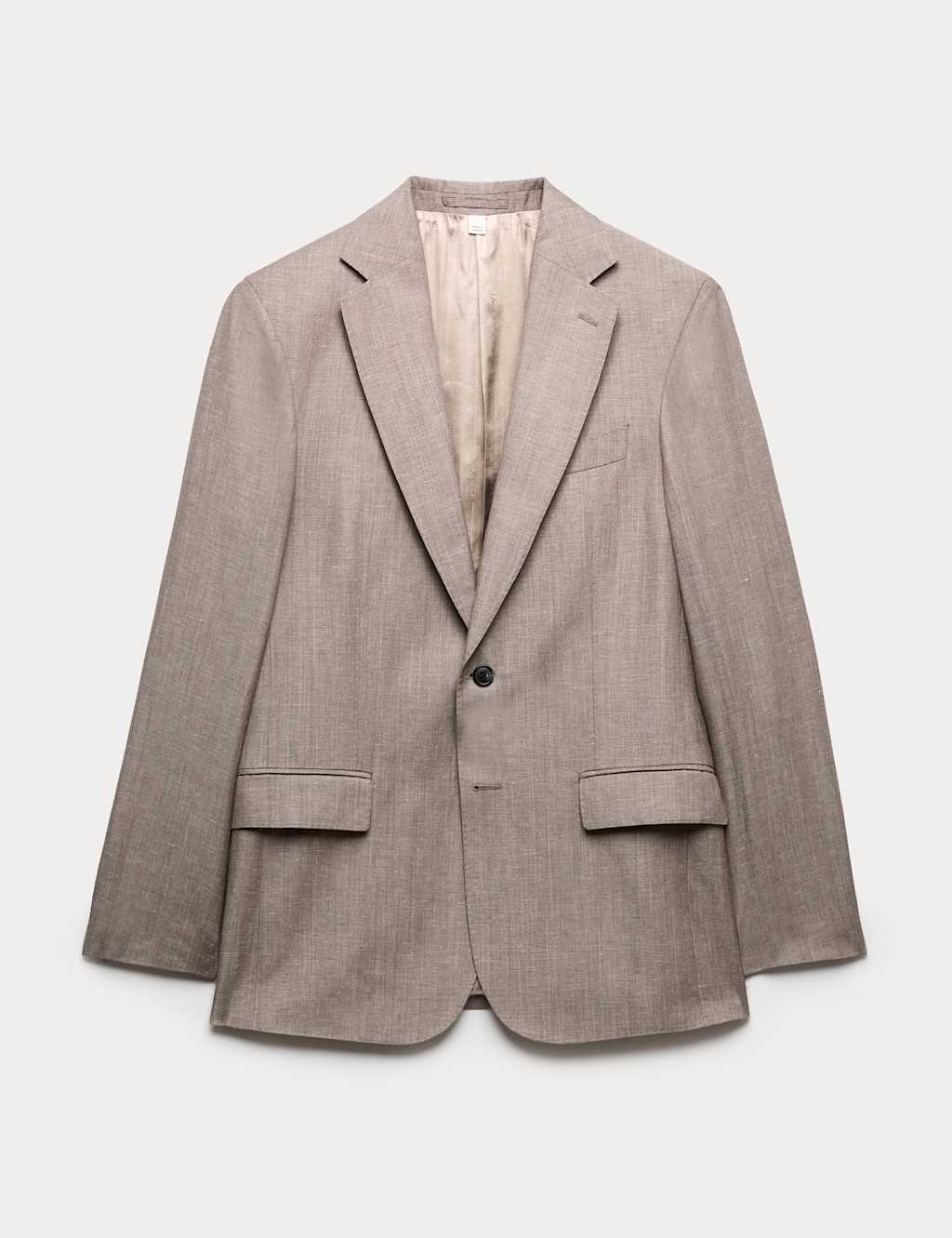 Jaeger Men's Tailored Fit Italian Wool Linen Blend Suit Jacket - 40 - Light Brown - By M&S