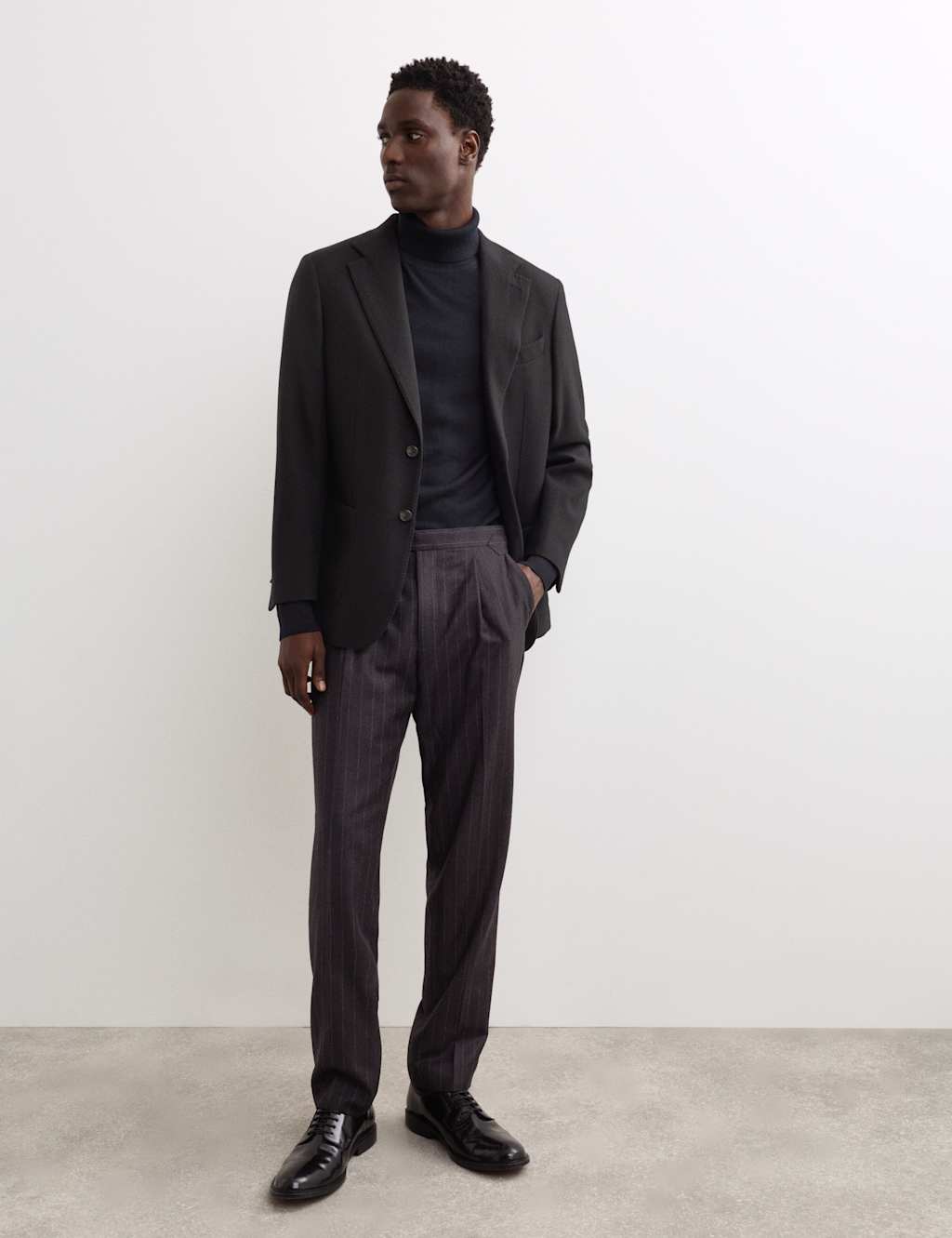 Jaeger Men's Tailored Fit Italian Wool Twill Blazer with Cashmere - 36 - Black - By M&S