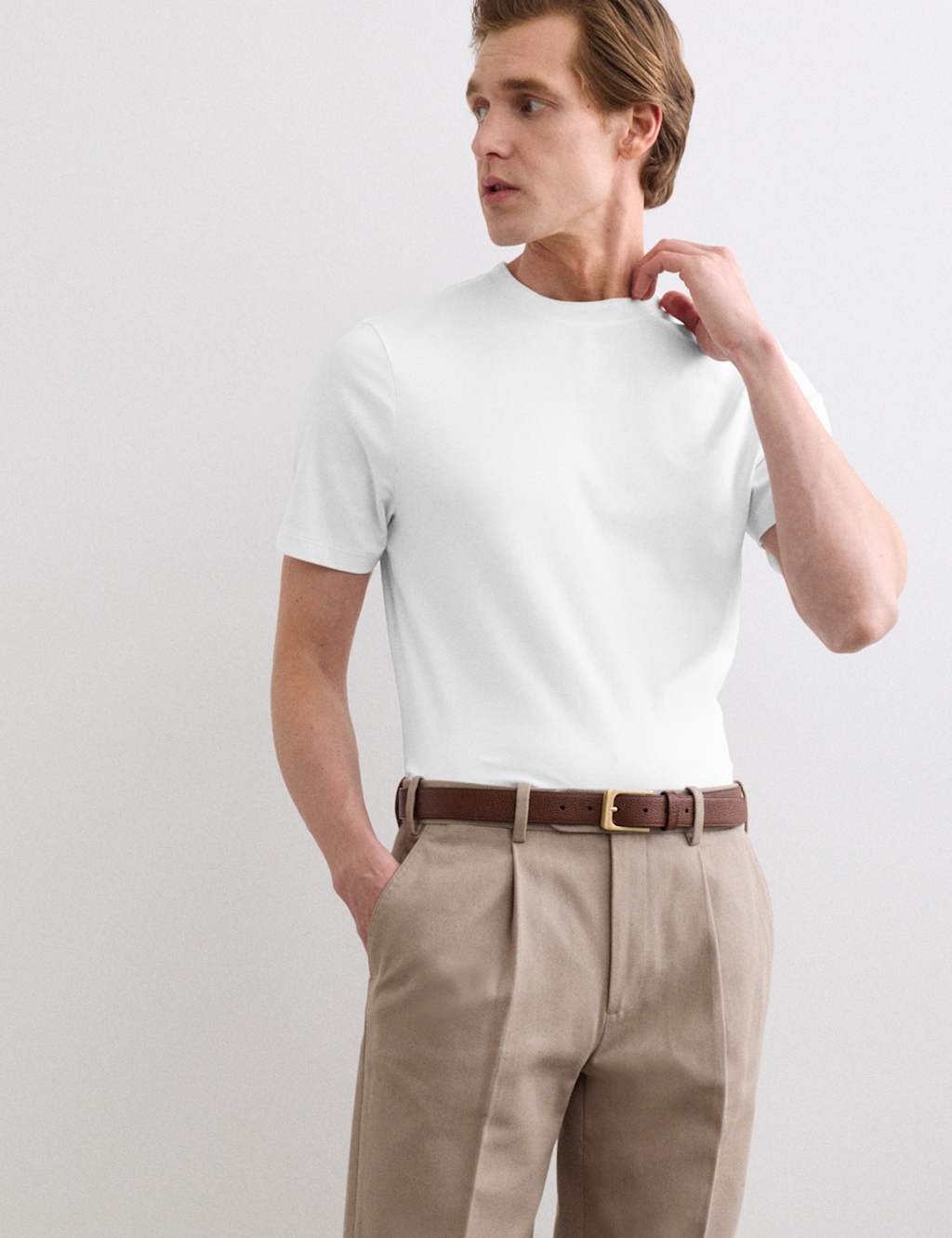 Jaeger Men's Pure Cotton T-Shirt - S - White - By M&S