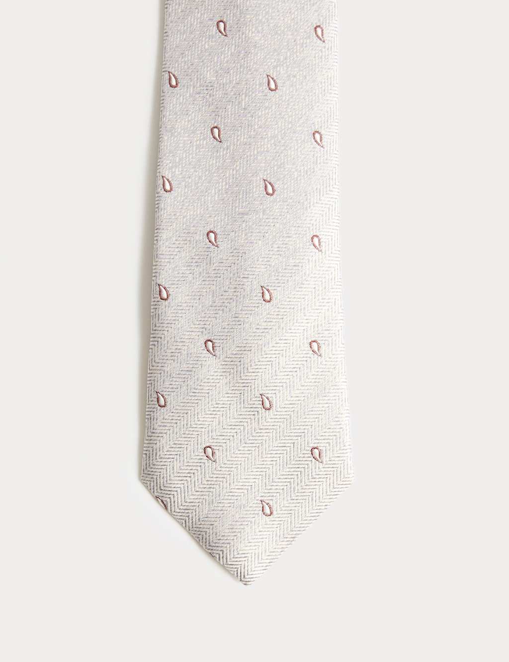 Jaeger Men's Herringbone Paisley Pure Silk Tie - Neutral - By M&S