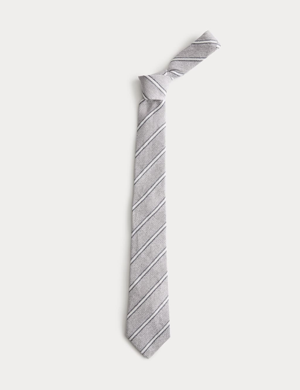 Jaeger Men's Linen Silk Blend Striped Tie - Blue Mix - By M&S