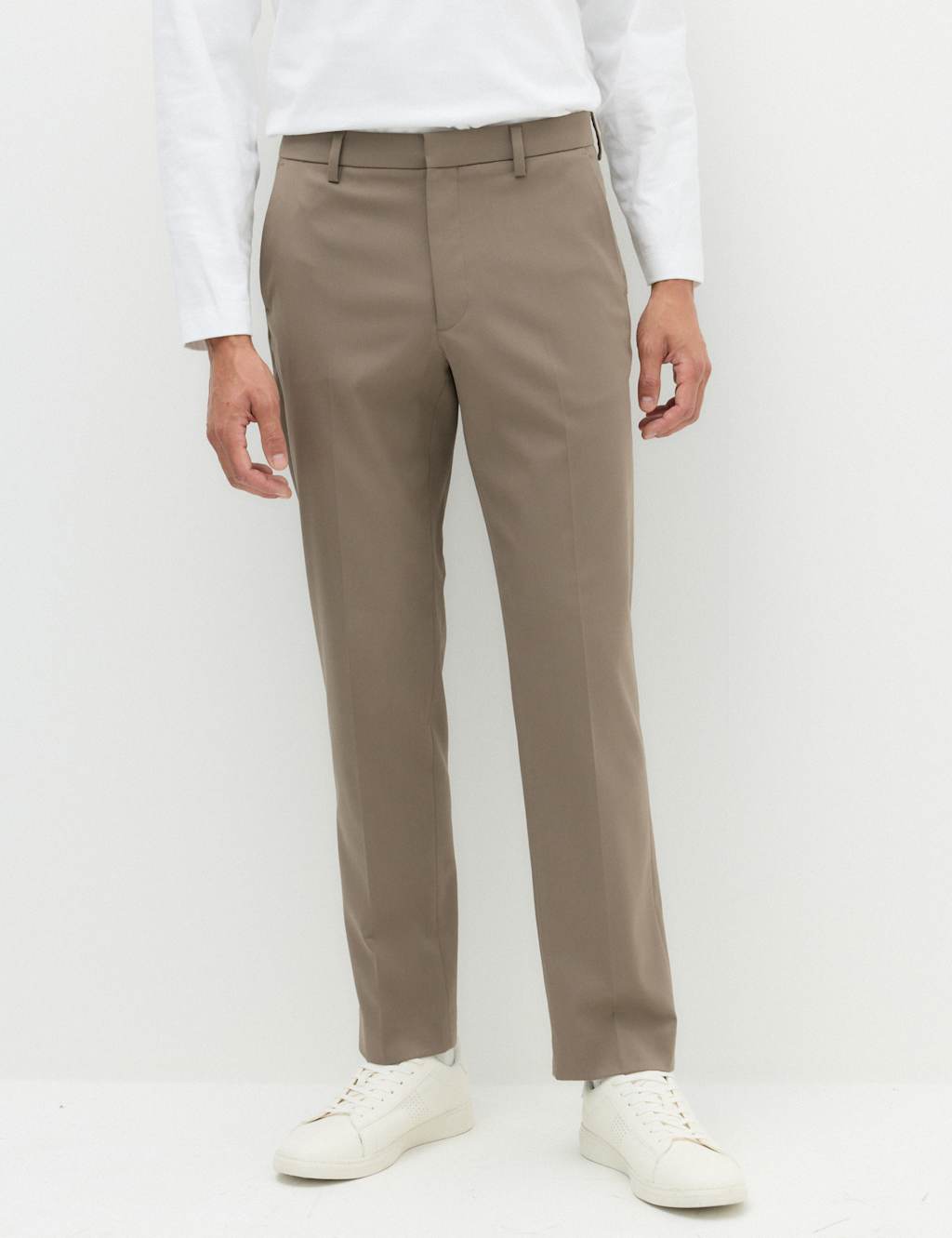 M&S Men's Regular Fit Smart Stretch Trousers - 32 - Mocha
