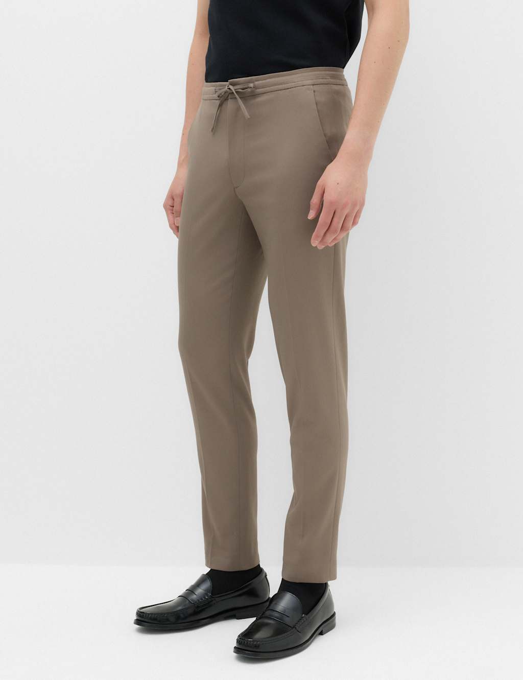 M&S Men's Tapered Fit Elasticated Trousers - L - Mocha