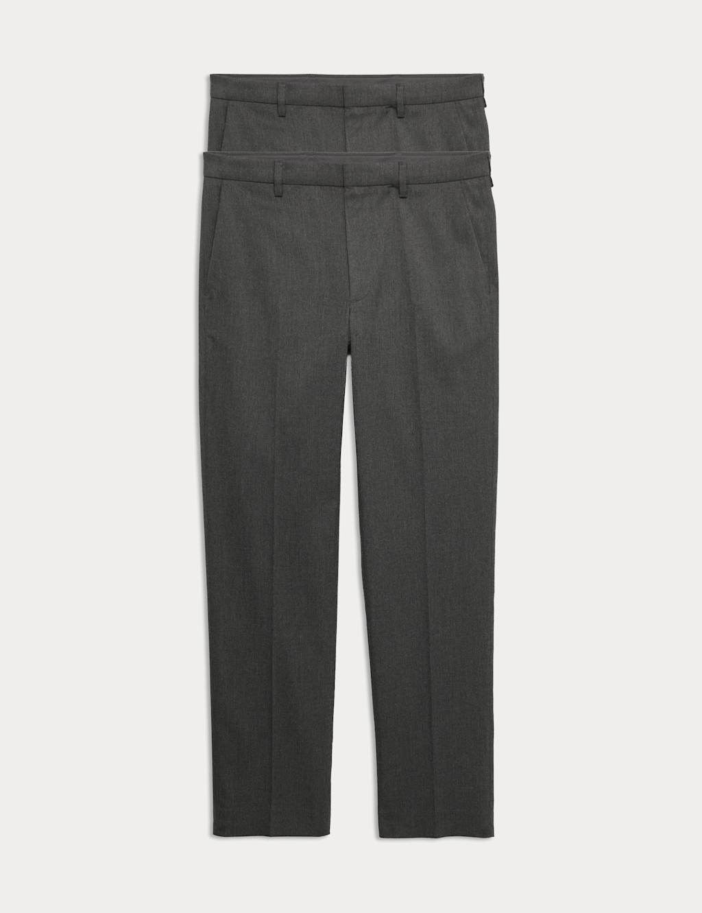 M&S 2 Pack Regular Fit Smart Stretch Trousers Charcoal