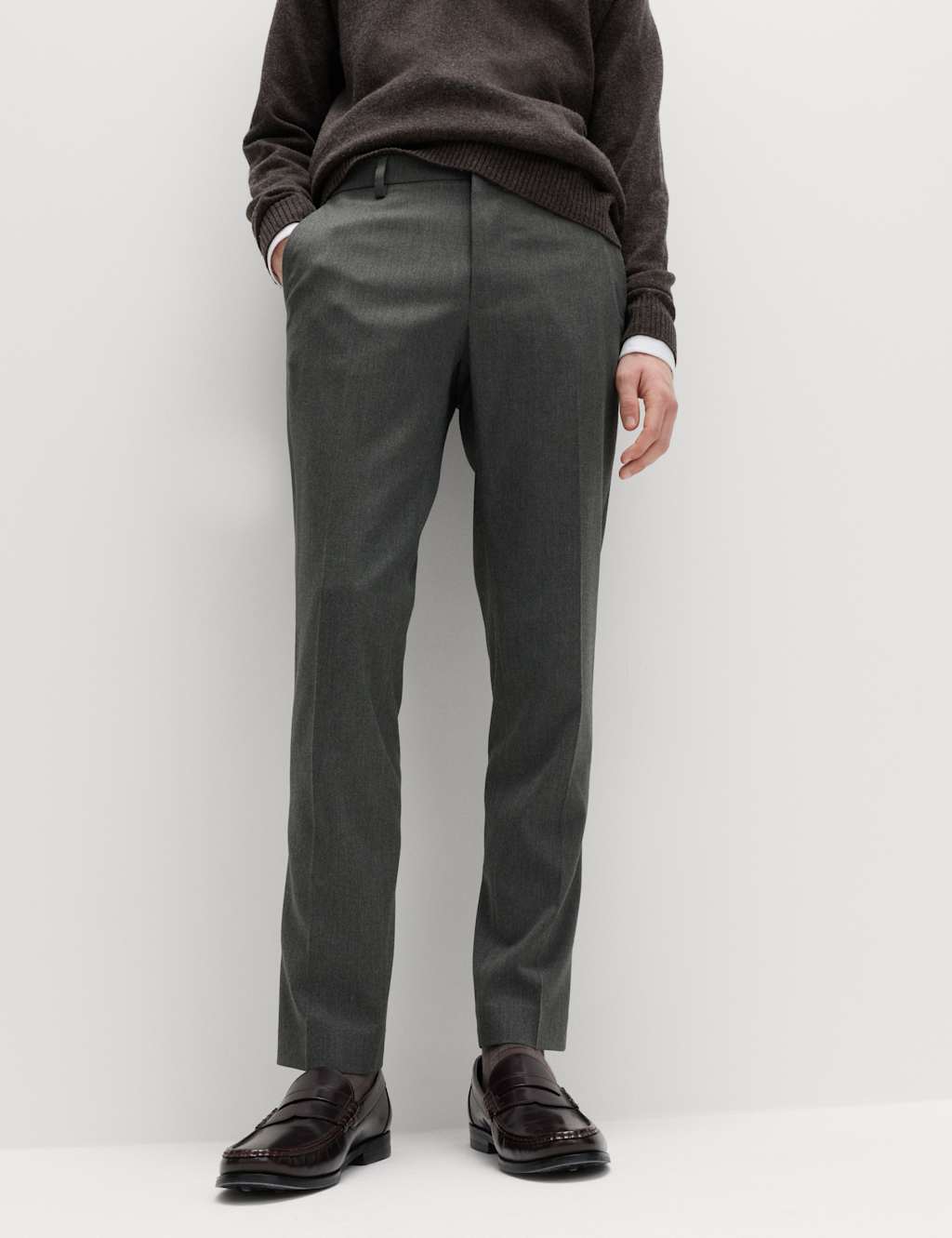 M&S Men's 2 Pack Slim Fit Stretch Smart Trousers - 30 - Charcoal