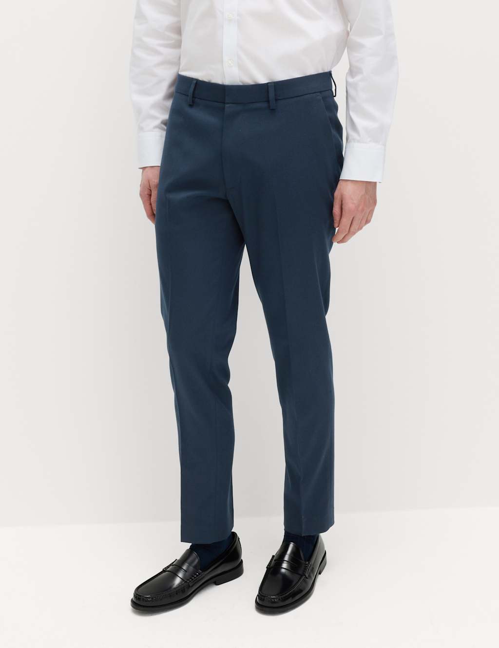 M&S Men's Skinny Fit Smart Stretch Trousers - 32 - Navy