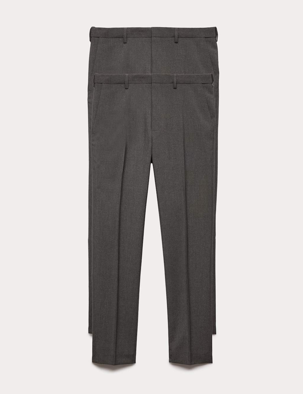 M&S Men's 2 Pack Slim Fit Active Waist Smart Trousers - 32 - Charcoal