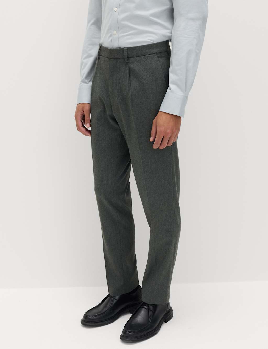 M&S Tailored Fit Stretch Smart Trousers Charcoal
