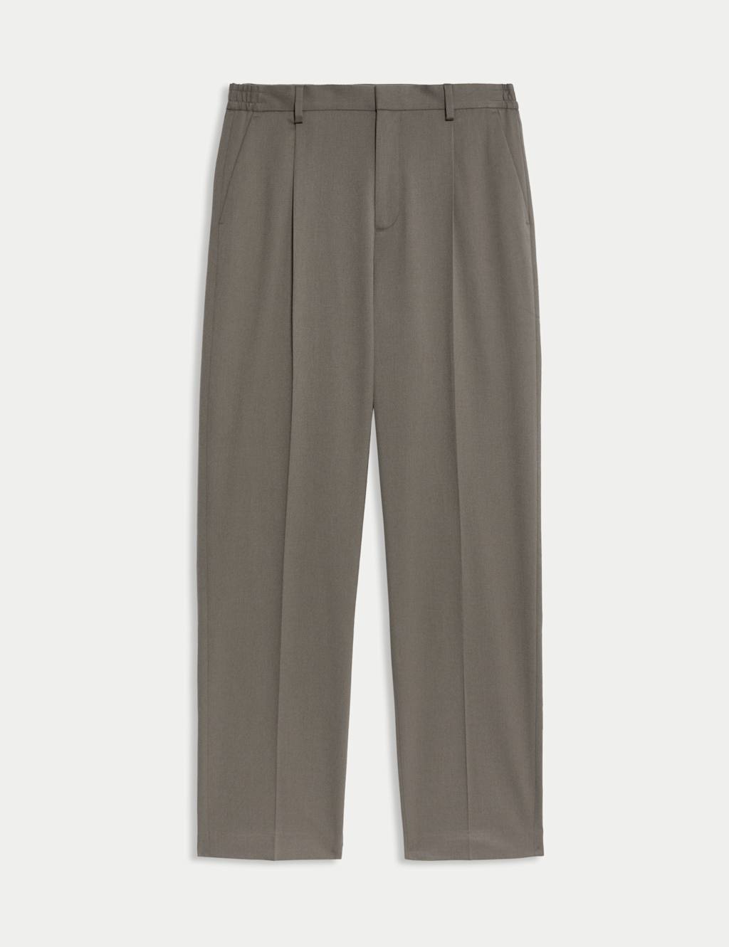 M&S Men's Relaxed Fit Smart Stretch Trousers - 32 - Mole