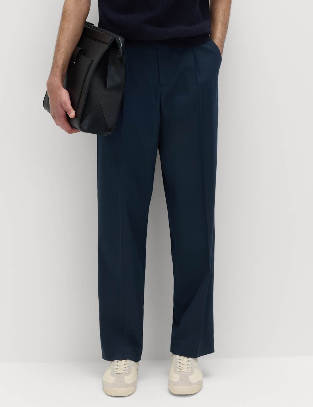 M&S Men's Relaxed Fit Smart Stretch Trousers - 32 - Dark Navy