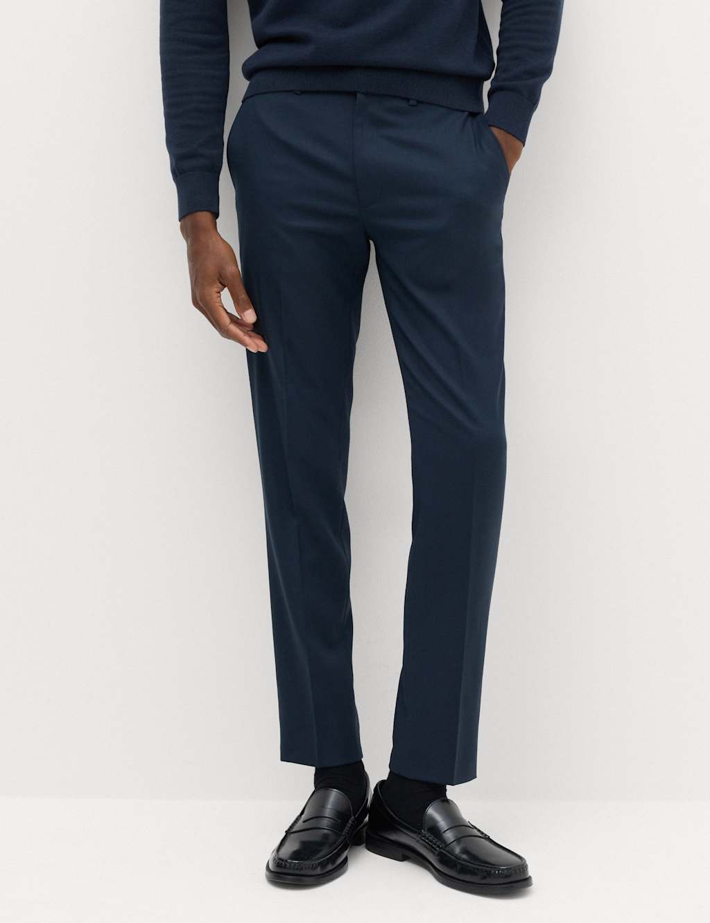 M&S Men's Slim Fit Wool Blend Suit Trousers - 38 - Navy