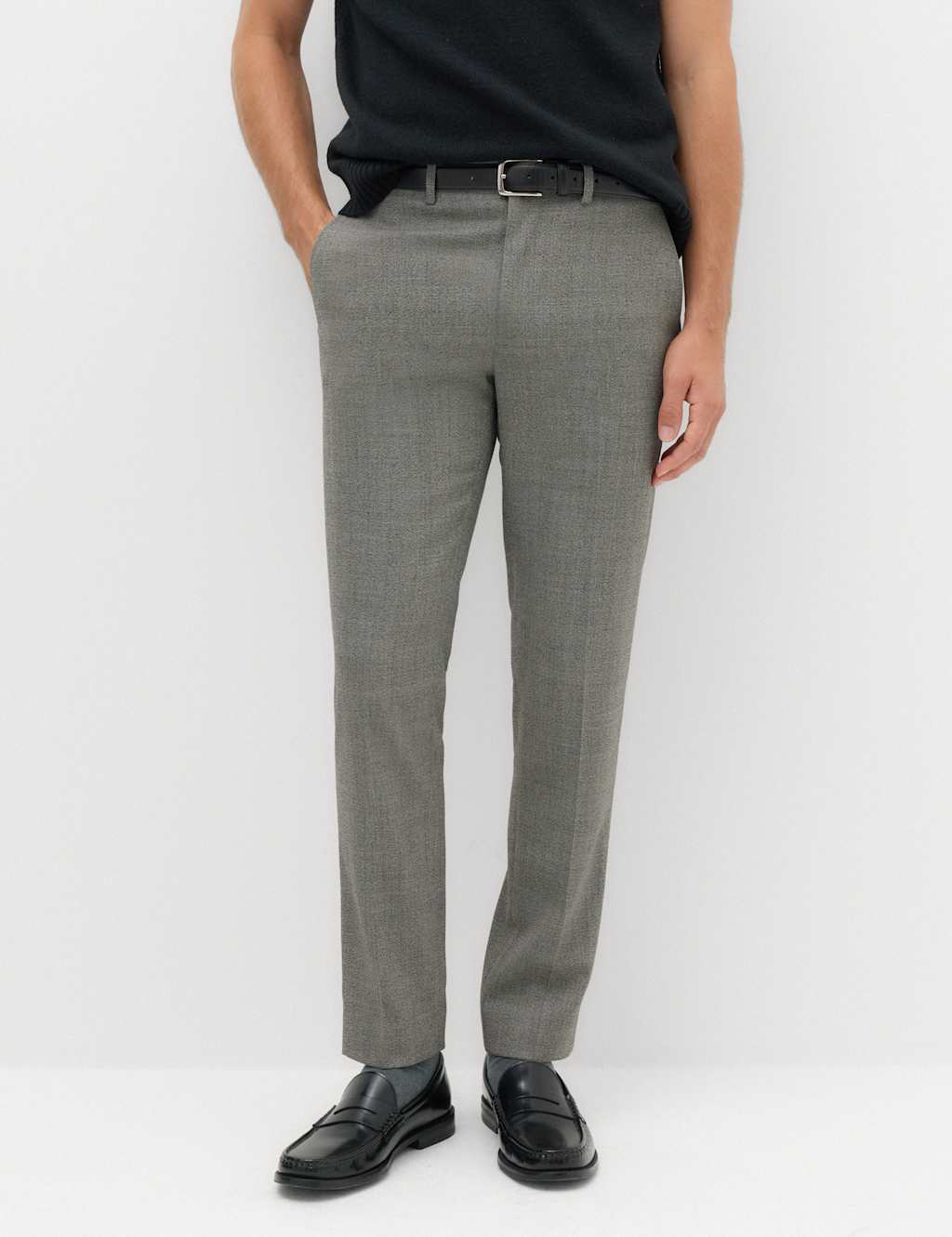 M&S Men's Slim Fit Wool Blend Suit Trousers - 32 - Charcoal Mix