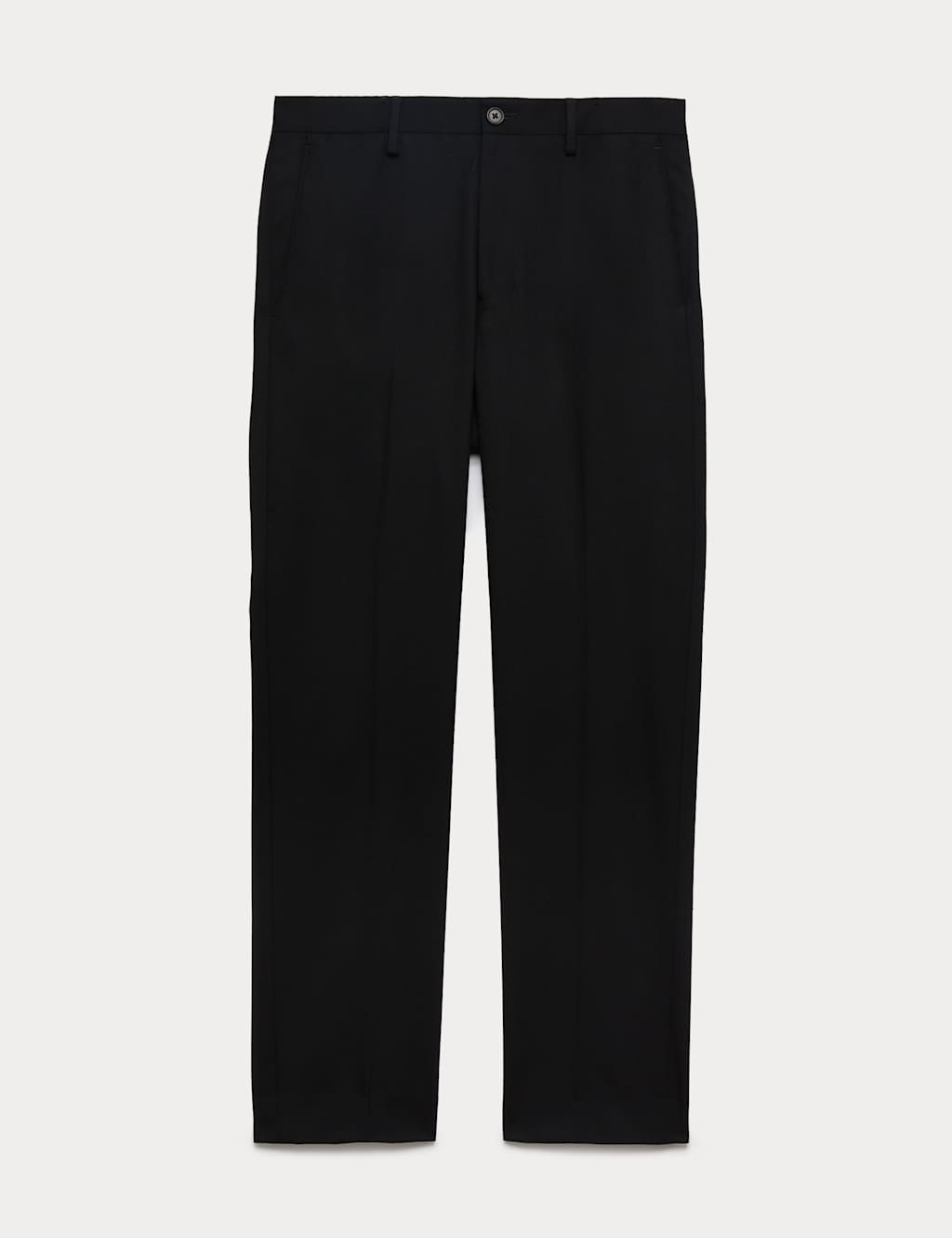 M&S Men's Regular Fit Wool Blend Trousers - 48 - Black