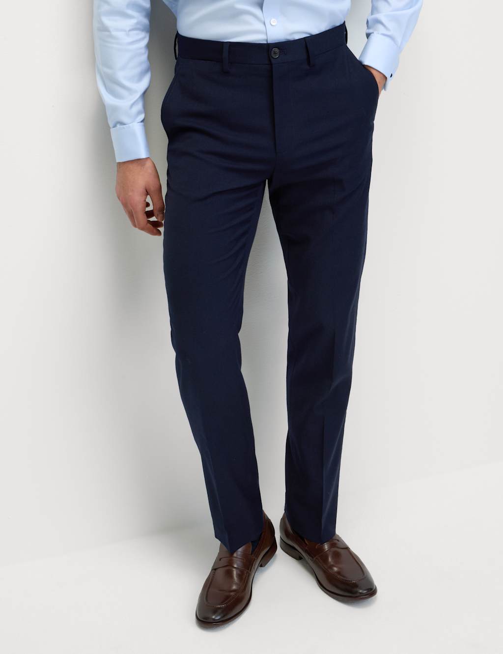 Regular Fit Wool Blend Trousers
