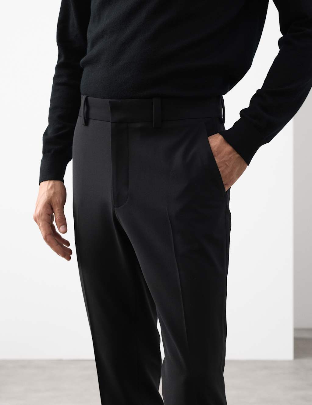Autograph Slim Fit Wool Blend Performance Trousers Black
