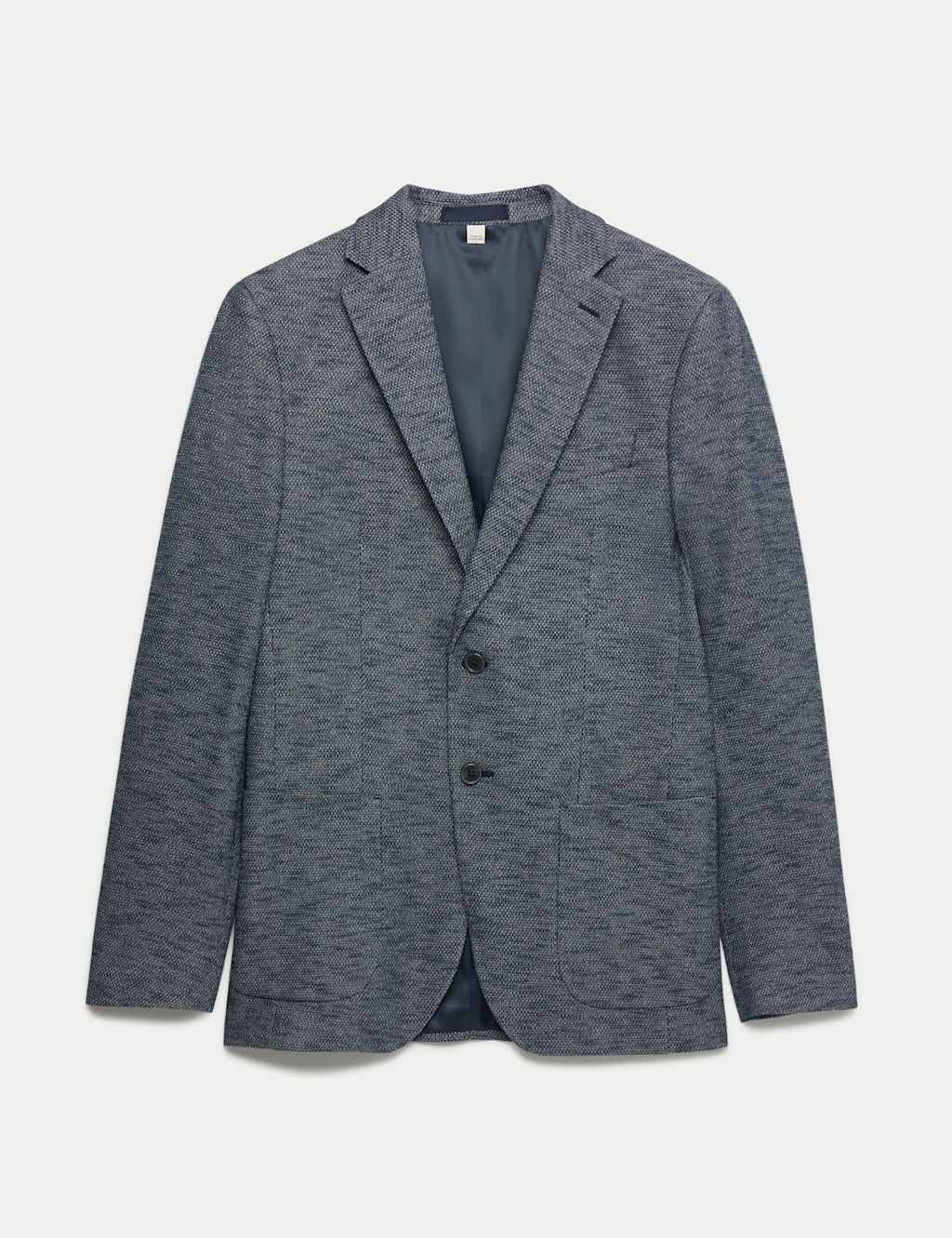 M&S Men's Tailored Fit Textured Stretch Blazer - 38 - Navy Mix