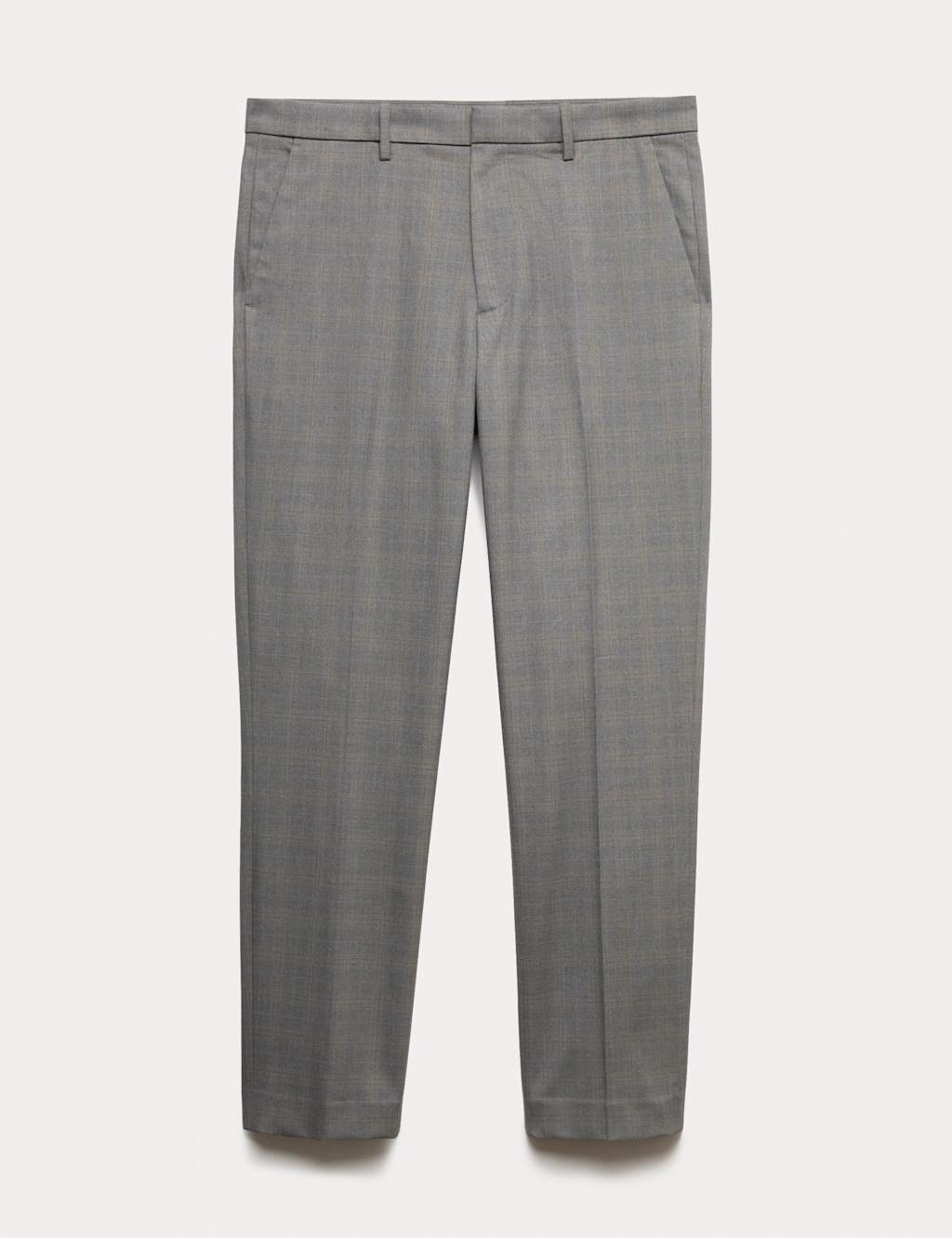 M&S Collection Men's Tailored Fit Checked Trousers - 36REG - Neutral, Neutral