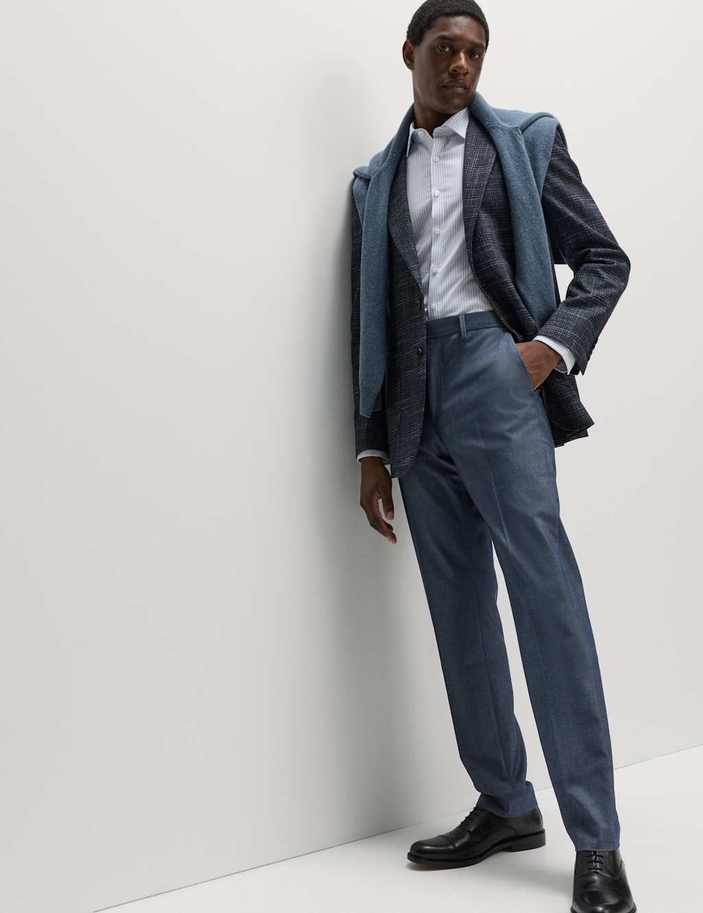 M&S Regular Fit Denim Design Trousers Denim