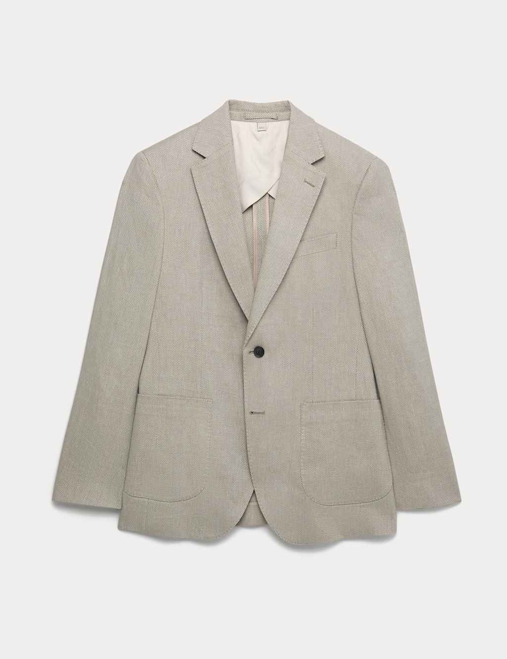 Autograph Men's Linen Blend Textured Blazer - 48 - Soft Brown