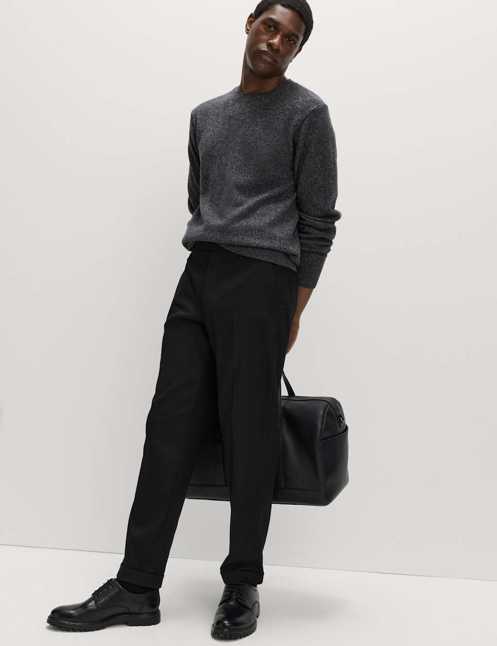 M&S Warm Handle Twill Side Adjuster Trousers Black