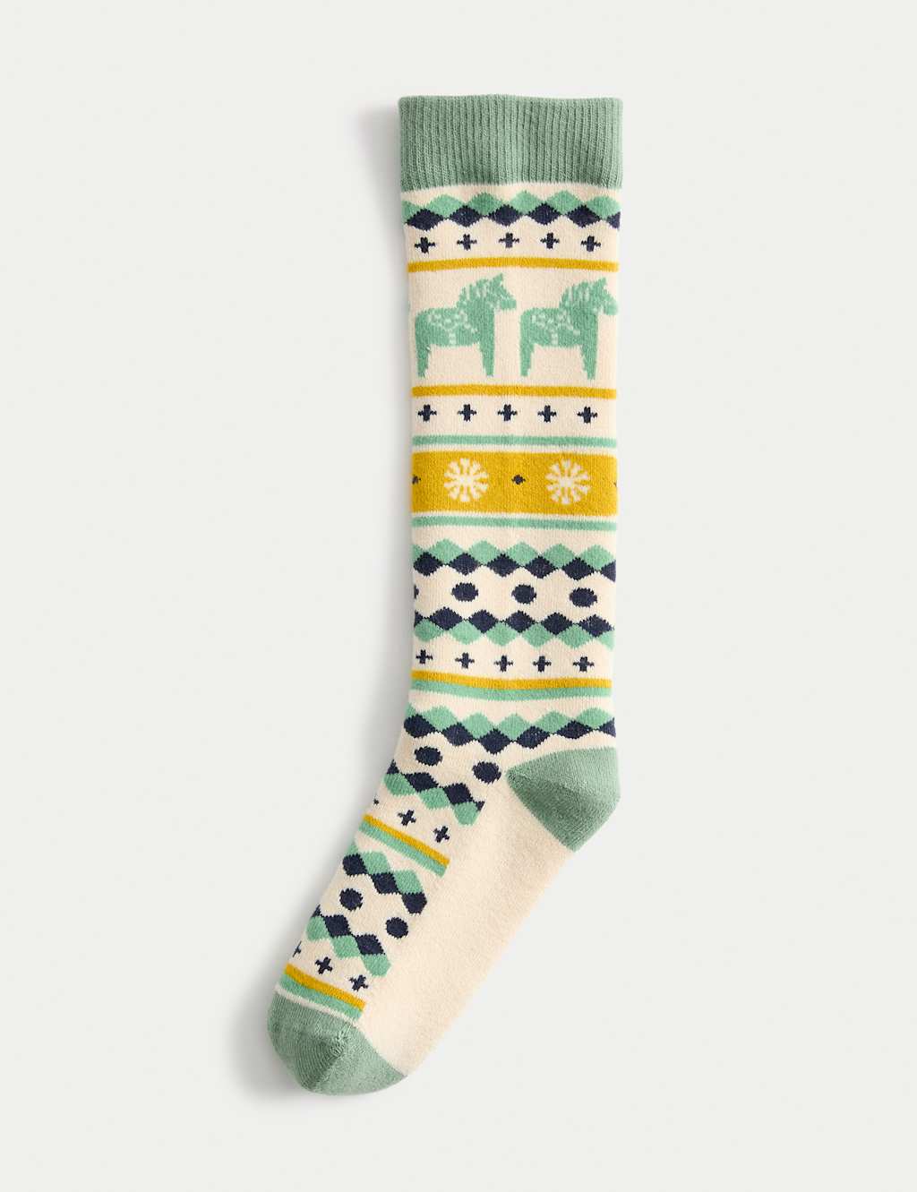 M&S x Binky Cotton Rich Welly Socks Green Mix