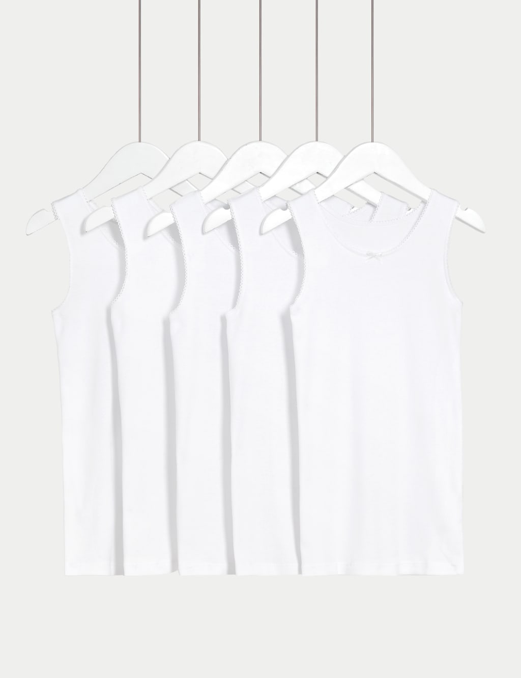 5pk Pure Cotton Bow Vests (2-14 Yrs)