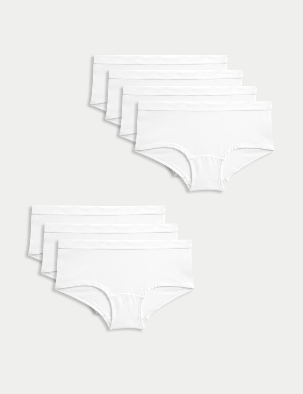 M&S Collection Girls 7pk Cotton with Stretch Shorts (5-16 Yrs) - 13-14 - White, White