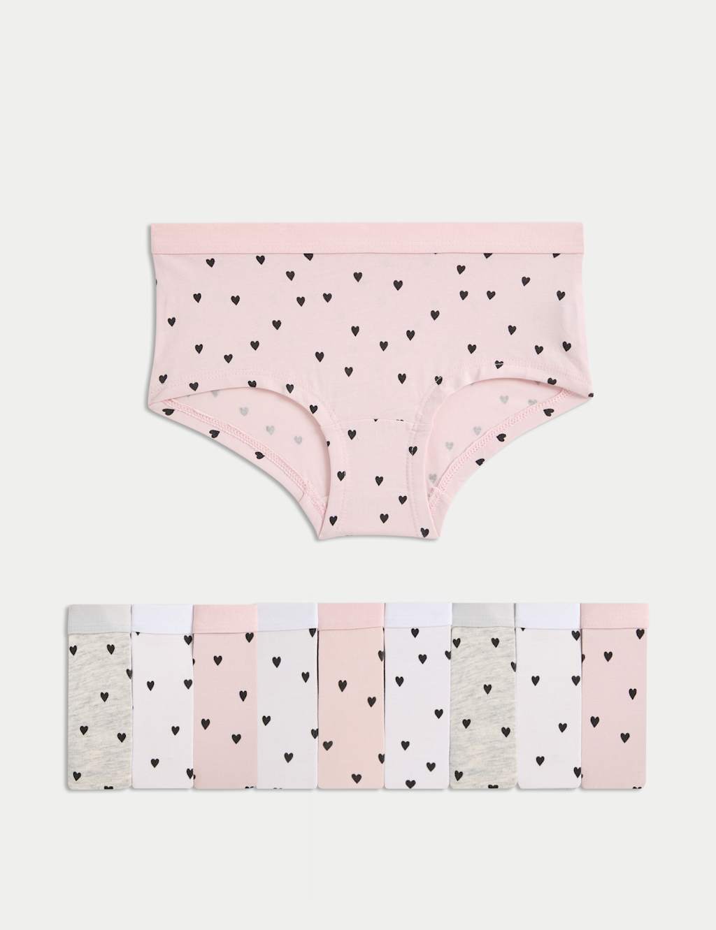 M&S 10pk Cotton Rich Heart Shorts (5-16 Yrs) Multi